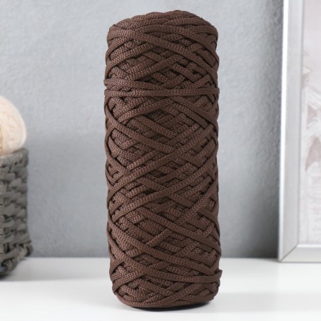 Knitting cord 100% polyester, width 3 mm 100m (chocolate)-4