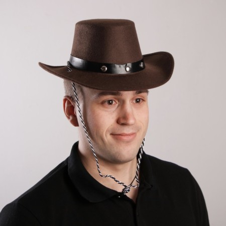 Carnival hat "Cowboy", 50 cm, brown color