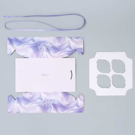 Capcake box, confectionery packaging, 4 cells "silk", 16 x 16 x 10 cm-4