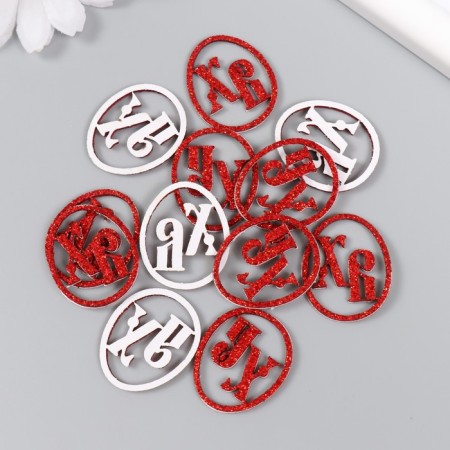 Decor "HB" on adhesive base, red color 3 × 2.5 cm (set 12 pcs)-2