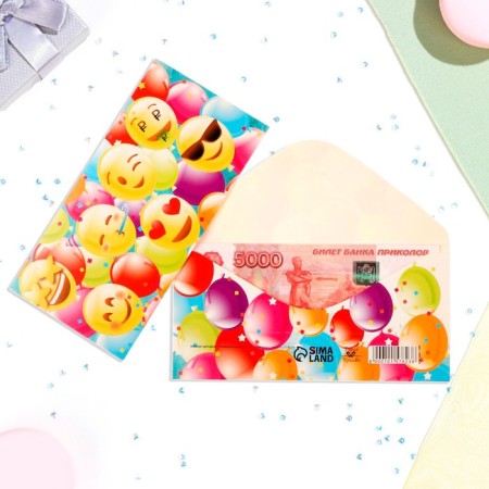 Money envelope "Universal" balloons, emoticons, 16x8 cm-1