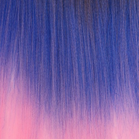 SIM-BRAIDS Kanecalon is three-color, corrugated, 65 cm, 90 gr, blue/black/light pink (#FR-33)-1