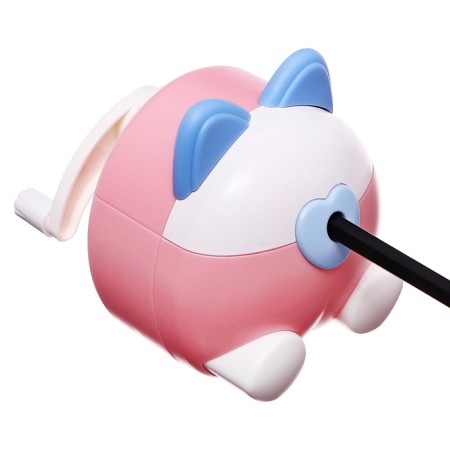 Mechanical sharpener with container, pink/white ears-7