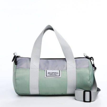 Youth bag with zipper, green color-1
