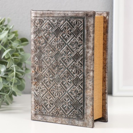 Safe-book wood to the leatherette "patterns" embossing, under metal 17x11x5 cm-2