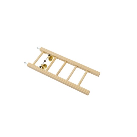 Bird ladder in a cage wooden, large, with beads and bell, 7.1 x 2 x 9.5 cm
