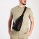 Male sling bag, artificial leather, headphone opening, brown color