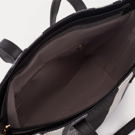 Soper bag with zipper, black color-2