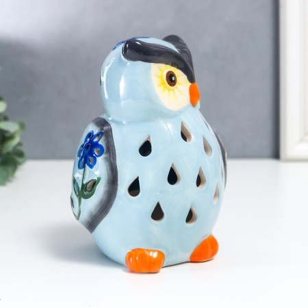 Souvenir Ceramics Light "Blue Filin with Flower" from the solar battery 13.5x9.5 cm-1