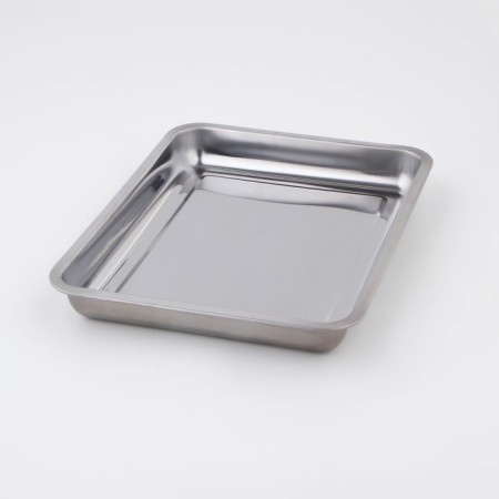 Stainless steel tray, 39.5 × 29.5 cm, thickness 1 mm, silver color