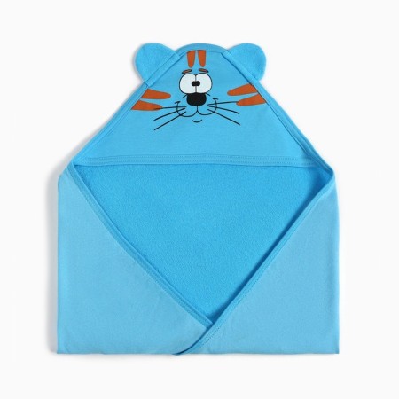 Baby towel, corner, terry, size 90x105 cm, blue color