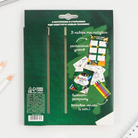 Gift set for graduation "Graduate of elementary school" Notepad Coloring, Lesson schedule and wax crayons 4 pcs-10