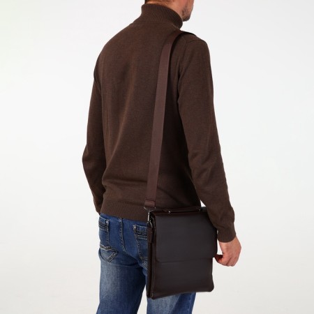 Male bag on the Textura valve, outer pocket, brown color-8