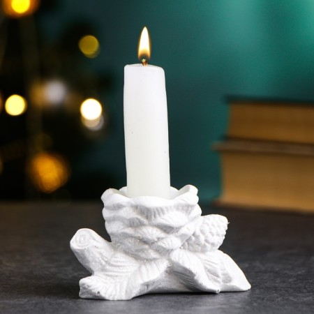 Svessel "Branch with cones" White, 10x5x6cm-2