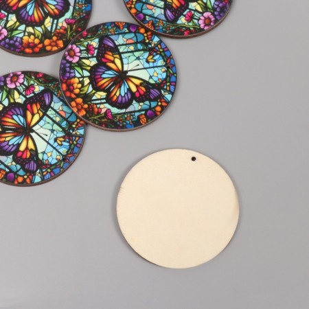 Decor for creativity tree "Flower butterfly. Stained glass" 4.6x4.6x0.3 cm-1