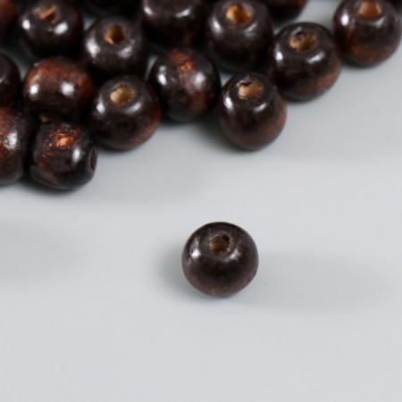 Wooden beads "Astra" round, 10 mm, 50 g, dark brown-2
