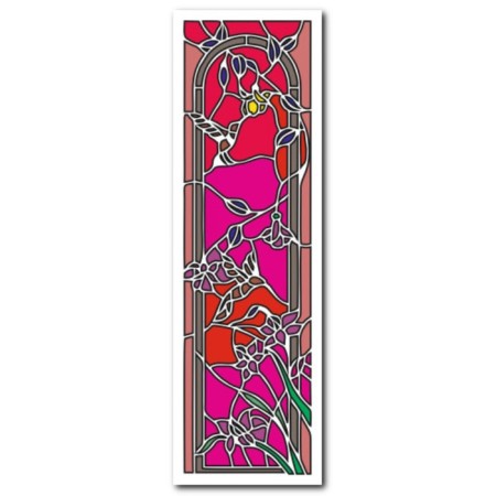 Stencil-linen "bird, flowers" 11x32 cm