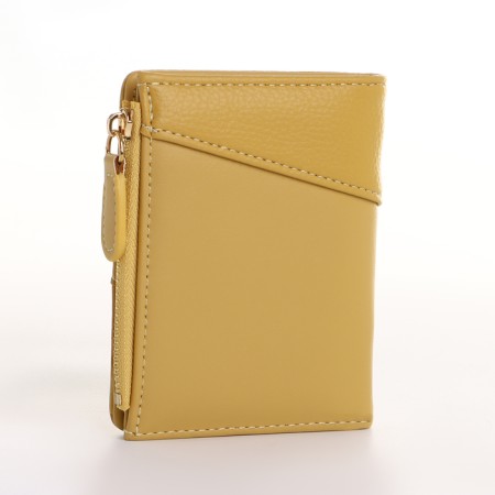 Women's wallet on the button, yellow color-1