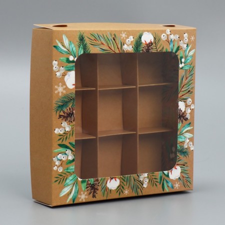 Box for sweets "Happy New Year", Eco, 14.7 x 14.7 x 3.5 cm, New Year-4
