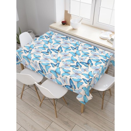 The tablecloth "Blue butterflies", rectangular, Saten, size 120x145 cm