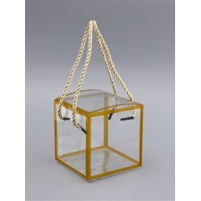 PET box with handles, gold, 10 x 10 x 10 cm