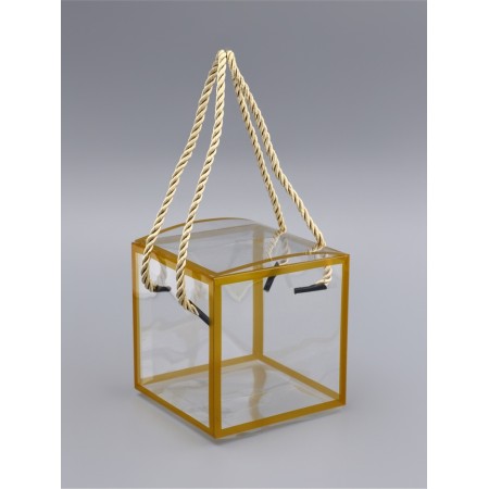 PET box with handles, gold, 10 x 10 x 10 cm