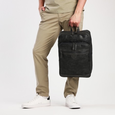 Male backpack on a zipper, 2 outer pockets, color gray color-5