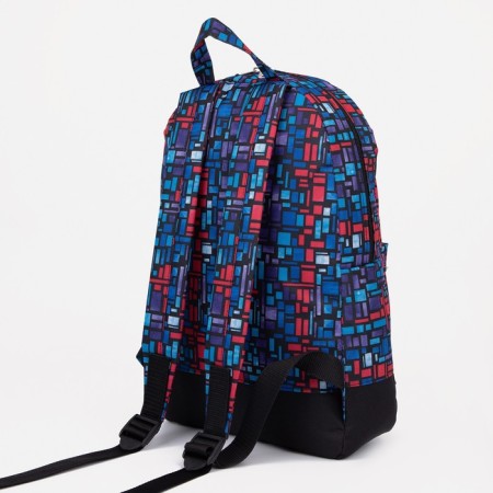 School backpack of textiles on lightning, external pocket, “ZFTS”, blue color-3