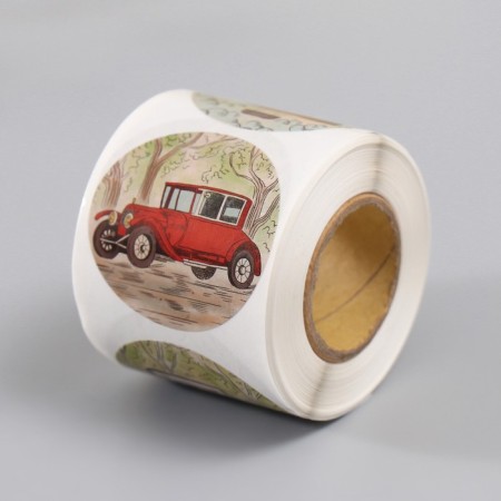Stick Paper "Retro transport" d = 3.8 cm 252 pcs in the roll-6