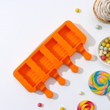 Ice Cream Form "Venice", silicone, 19.3 × 11 × 2.4 cm, 4 cells (5.5 × 2.9 cm), Mix color
