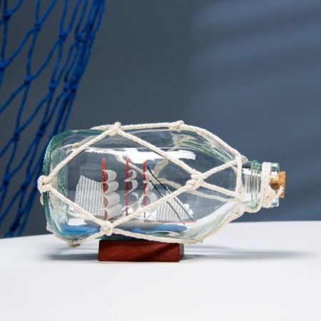 Souvenir ship in a bottle 15x8x9cm, white-1