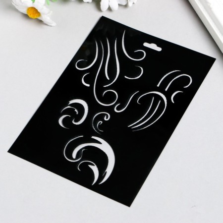 Plastic stencil "Flower ornament No. 4" 9.5x14cm-1