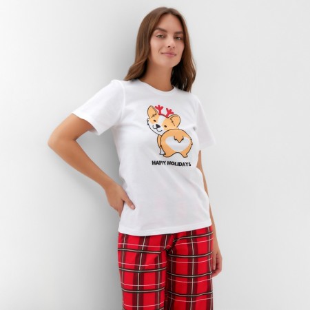 Pajama New Year's Women (T-shirt and Pants) KAFTAN "Corgi", size 52-54-7