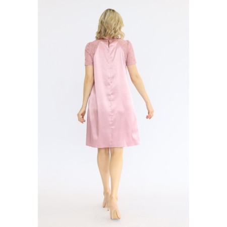 Atlas dress with lace sleeves, size 44-2