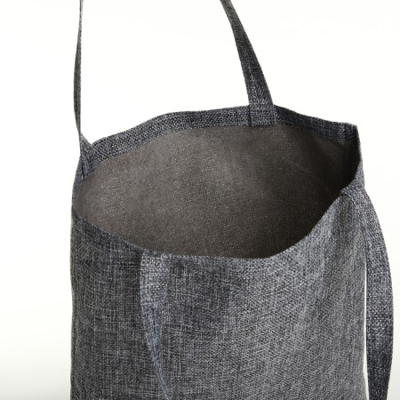 Shoper bag without fastening, from textiles, gray color-3