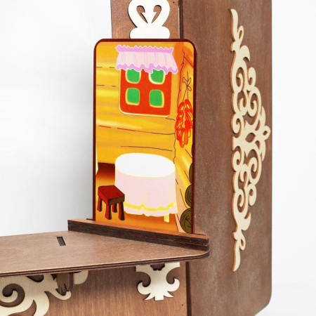 Shirma for a puppet theater with decorations, wood, 70 × 55 cm-2