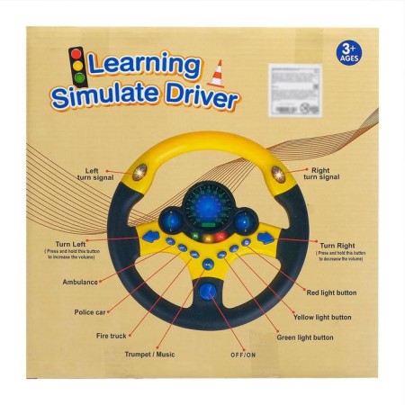 Musical steering wheel “Super driver”, light and sound effects, works from batteries-3