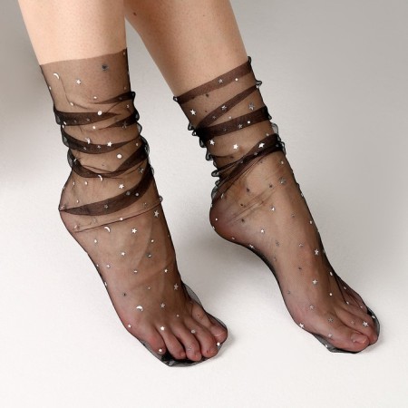 Carnival accessory, socks, black stars silver
