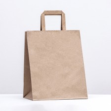 Paper Kraft package, flat handle 24 x 14 x 29 cm, 90 g/m²