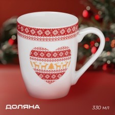 New Year's mug for the dilan of the Finnish Forest, 330 ml, 12 × 8.5 × 11 cm, porcelain, white color