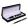Gift handle, ballpoint, in the leatherette case, rotary, VIP case, black with silver inserts