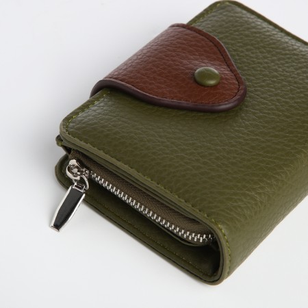 Women's wallet on magnet, green color-2