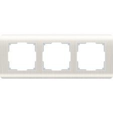 Рамка на 3 поста WL12-Frame-03, цвет перламутровый рифленый