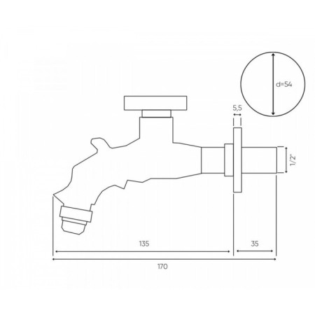 Bronze de Luxe 21600 tap for one water, nozzle nozzle, valve, brass, gold/glossy-1