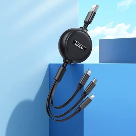 Hoco X75, 3 in 1 Lightning/Micro/Type -C - USB, 2 A, 1 m, PVC, black-3