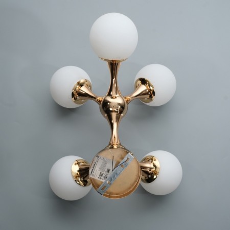 Chandelier "Molecule" 5he27 gold 60x55x52 cm-8