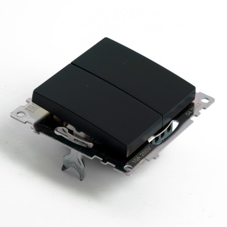 2-clavy switch (mechanism), 250V, 10A, Stekker series Katrin, Black, GLS10-7107-05 1022443-3