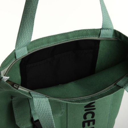 Soper bag with lightning, from textiles, green color-2