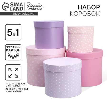 Set of hats 5 in 1, gift packaging, Pattern, 13 x 14 - 19.5 x 22 cm