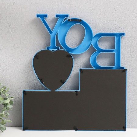 Photo frame plastic in 3 photos 10x10 cm, 10x15 cm, 13x18 cm "Boy" blue 35.5x32x2 cm-2